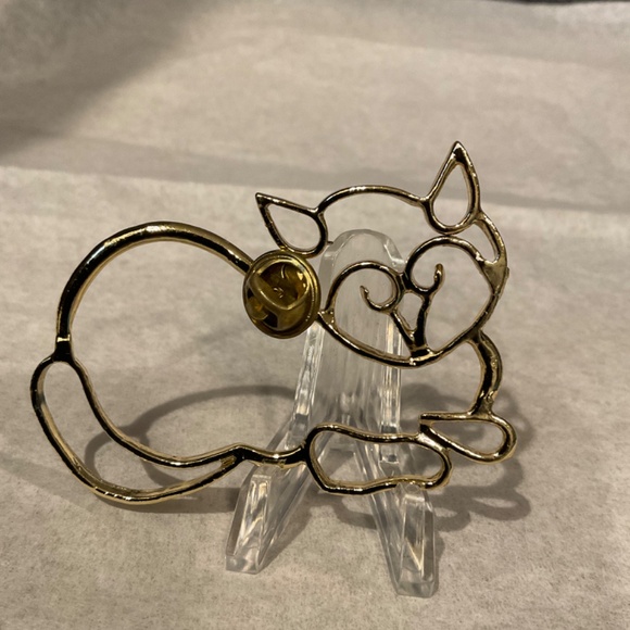 Vintage Gold Cat Outline Pin - Picture 2 of 2